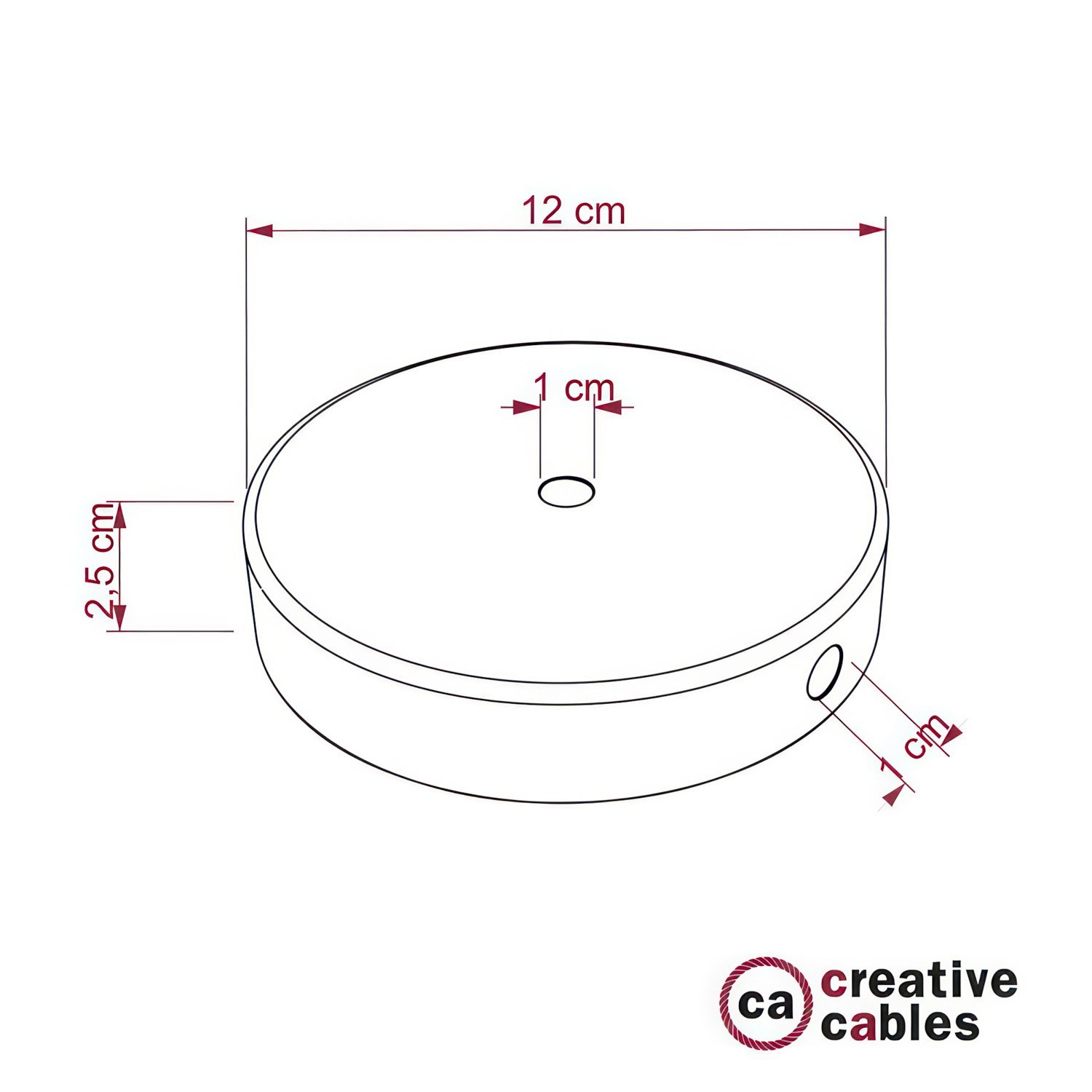 Classic 2 Side Hole Round Metal Ceiling Canopy Kit - Center hole & 2 side holes