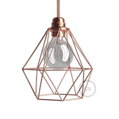 Diamond Cage Metal Pendant Shade | Sleek Industrial Look - Copper