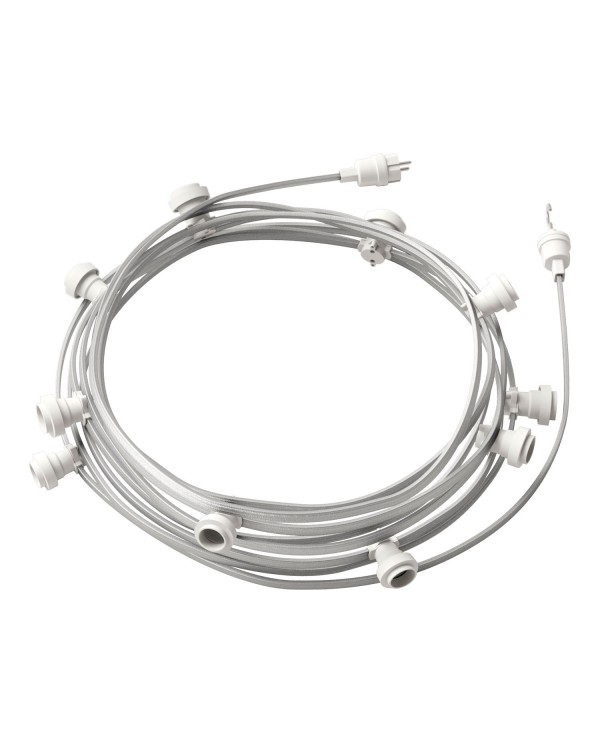 Ready-to-use 40ft String Light with 5 white Sockets, Hook and Plug