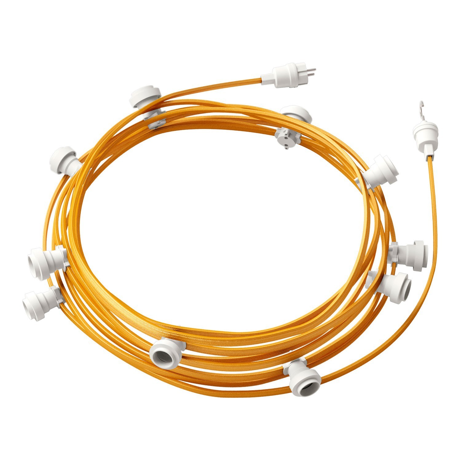 Ready-to-use 40ft String Light with 5 white Sockets, Hook and Plug