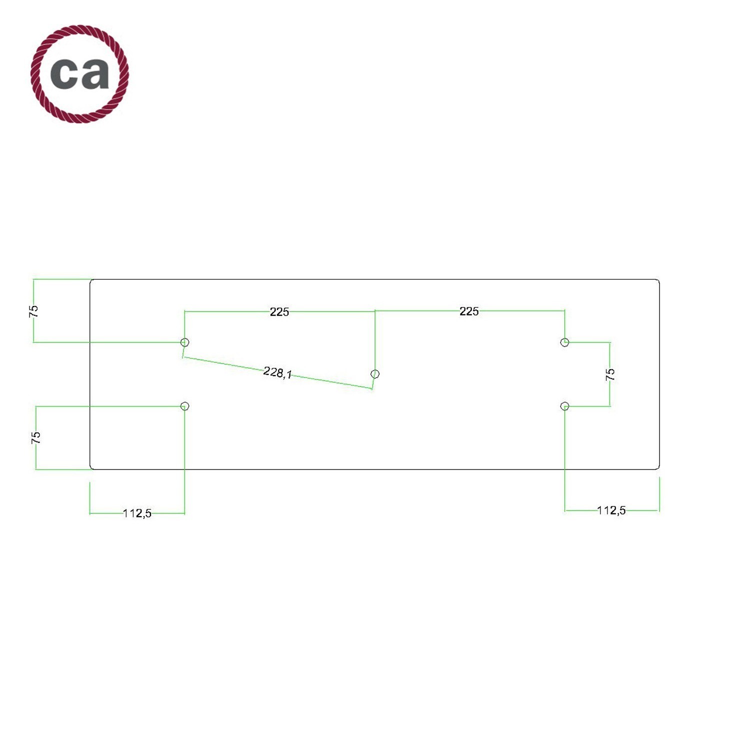 5 hole - EXTRA LARGE Rectangular Ceiling Canopy Kit - Rose One System, 675 x 225 mm Cover