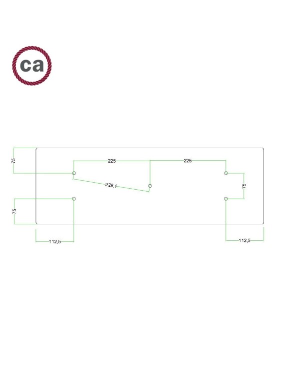 5 hole - EXTRA LARGE Rectangular Ceiling Canopy Kit - Rose One System, 675 x 225 mm Cover