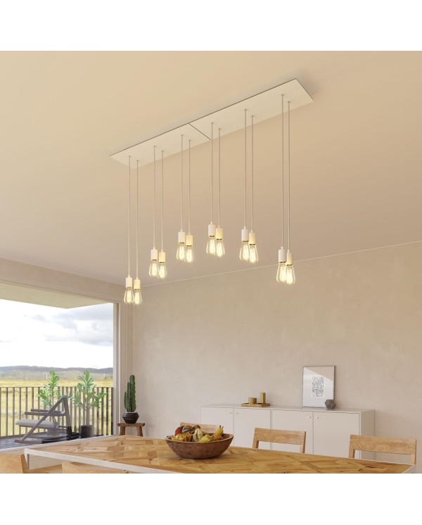 6 hole - EXTRA LARGE Rectangular Ceiling Canopy Kit - Rose One System, 675 x 225 mm Cover