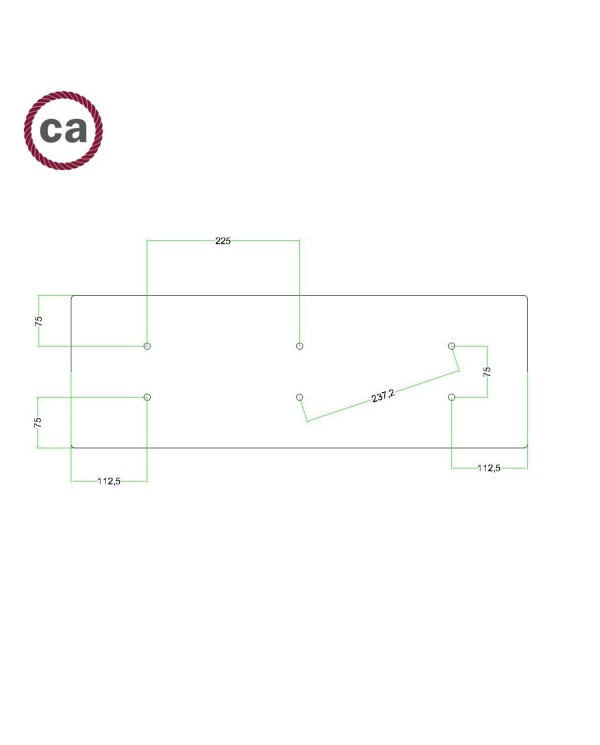 6 hole - EXTRA LARGE Rectangular Ceiling Canopy Kit - Rose One System, 675 x 225 mm Cover