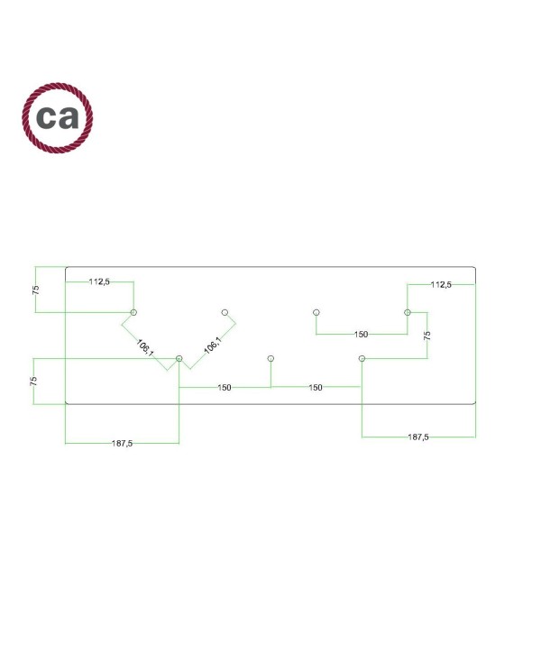 7 hole - EXTRA LARGE Rectangular Ceiling Canopy Kit - Rose One System, 675 x 225 mm Cover