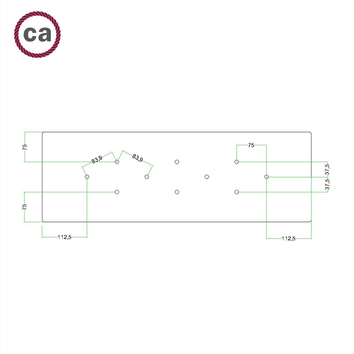 10 hole - EXTRA LARGE Rectangular Ceiling Canopy Kit - Rose One System, 675 x 225 mm Cover