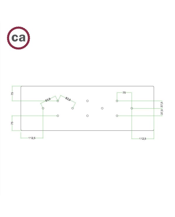 10 hole - EXTRA LARGE Rectangular Ceiling Canopy Kit - Rose One System, 675 x 225 mm Cover