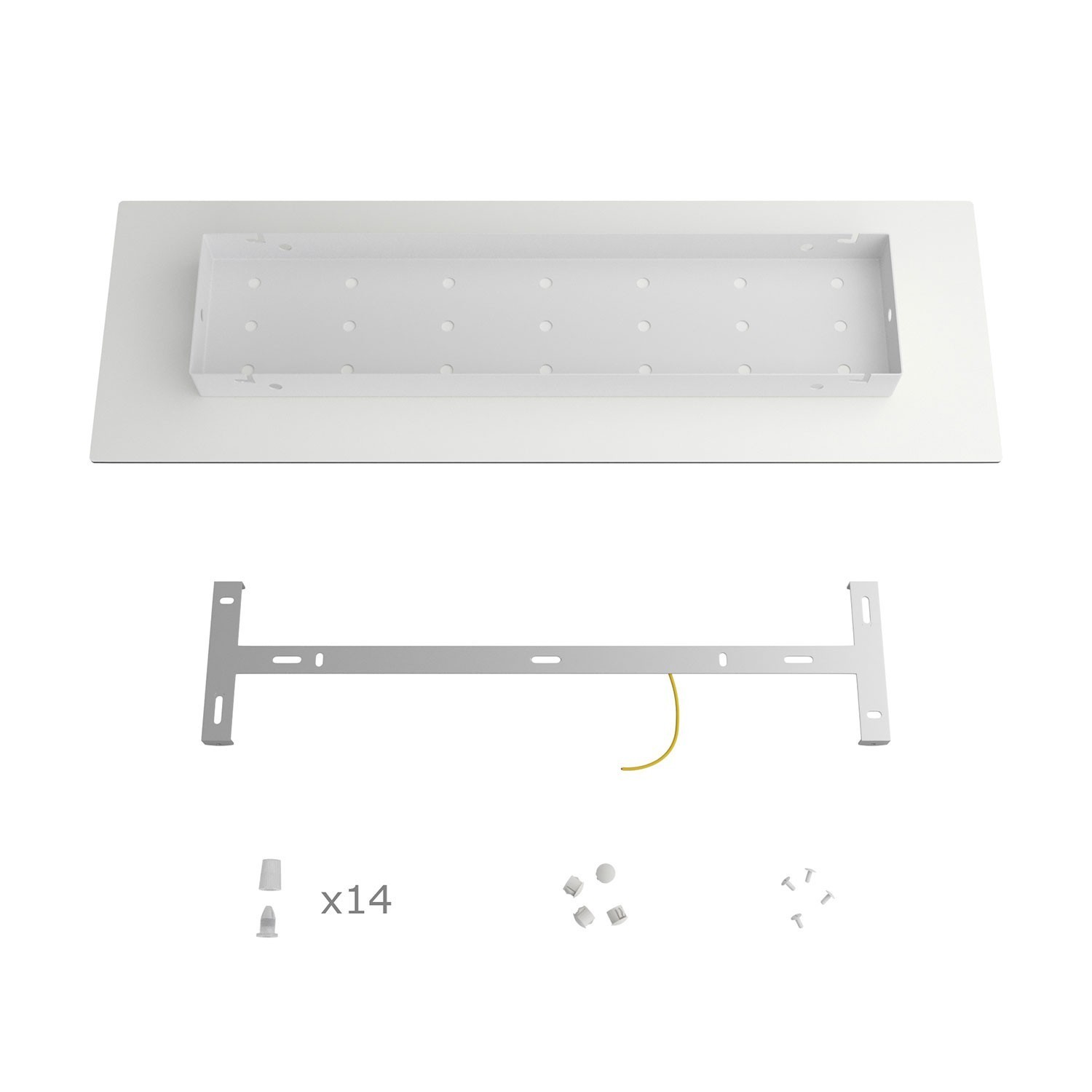 14 hole - EXTRA LARGE Rectangular Ceiling Canopy Kit - Rose One System, 675 x 225 mm Cover