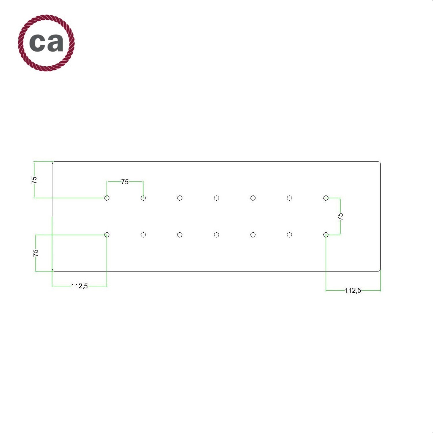 14 hole - EXTRA LARGE Rectangular Ceiling Canopy Kit - Rose One System, 675 x 225 mm Cover