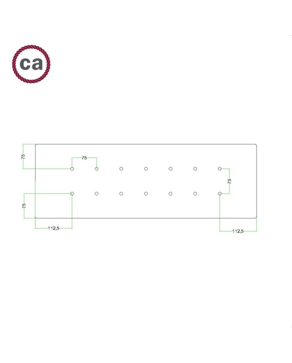 14 hole - EXTRA LARGE Rectangular Ceiling Canopy Kit - Rose One System, 675 x 225 mm Cover