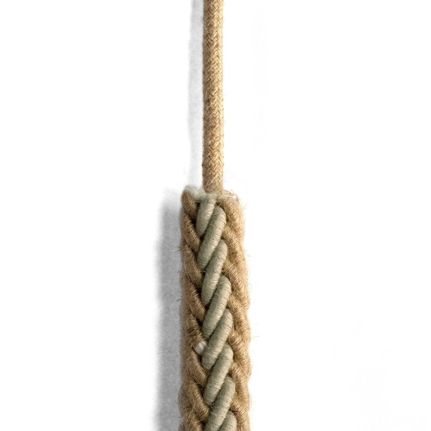 2XL jute and natural grey linen twisted rope cable, 2x0.75 electric cable. 24mm diameter