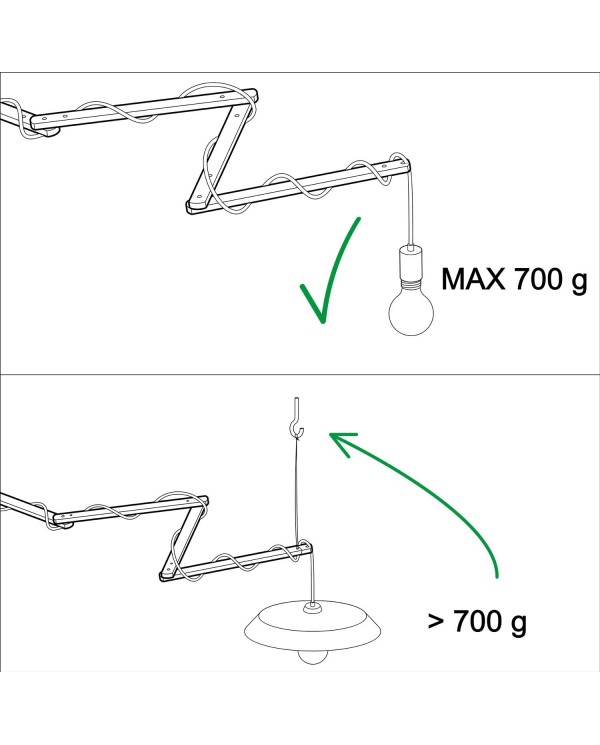 Pinocchio XL, adjustable wooden wall support for wall lamps