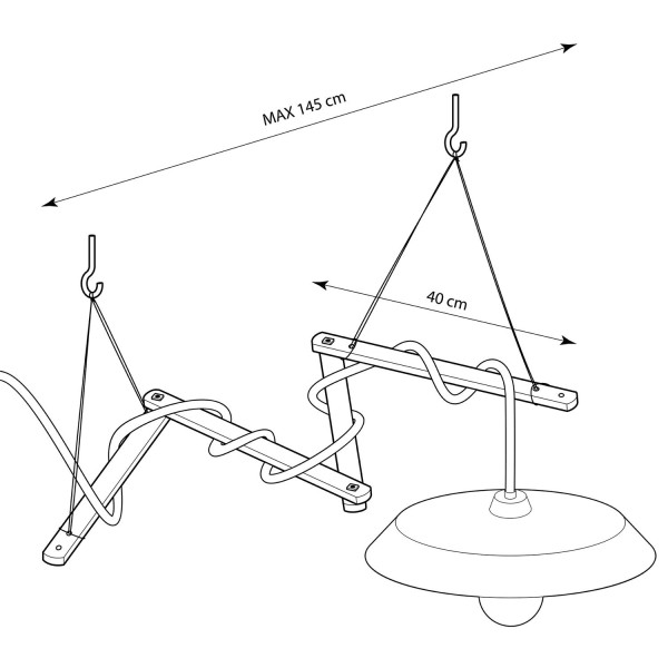 Zigh-Zagh, adjustable wooden ceiling support for pendant lamps