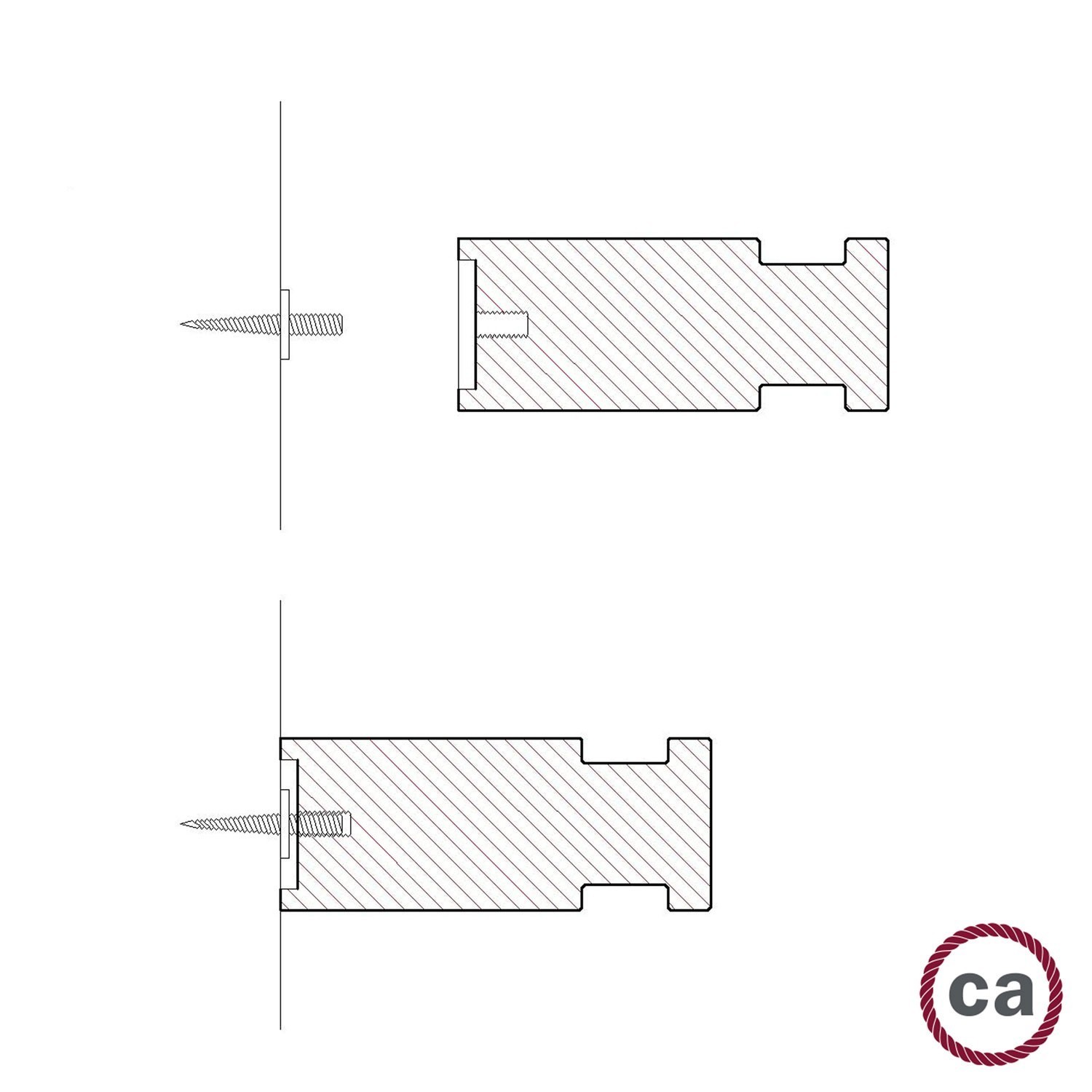 Rolé, wooden cable clip, fabric cable wall fixture