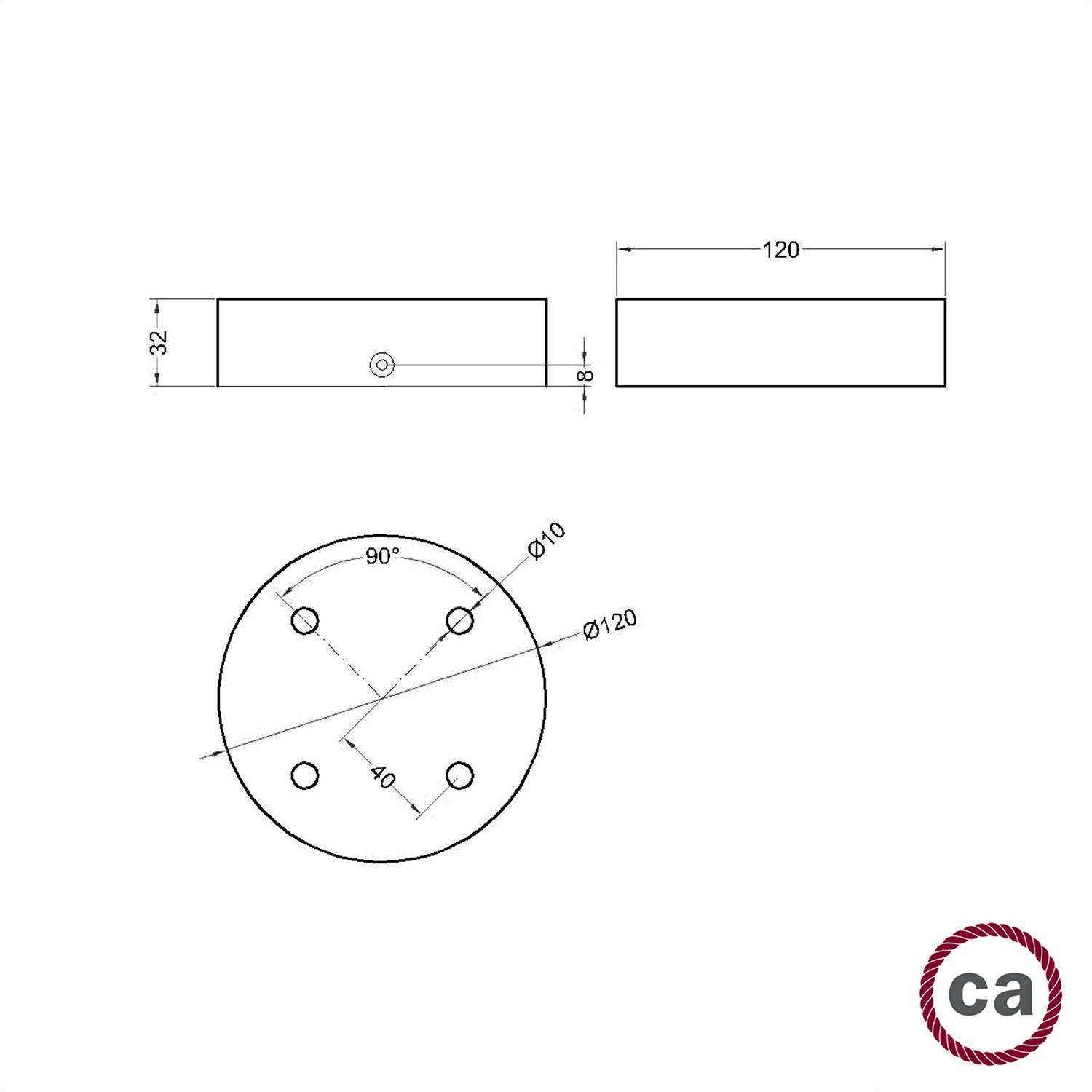 Cylindrical wooden 4-hole canopy Kit