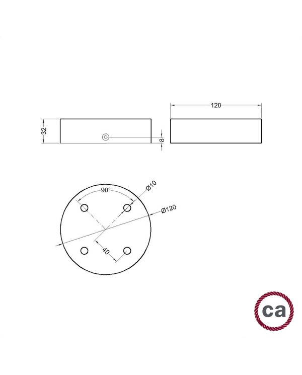 Cylindrical wooden 4-hole canopy Kit