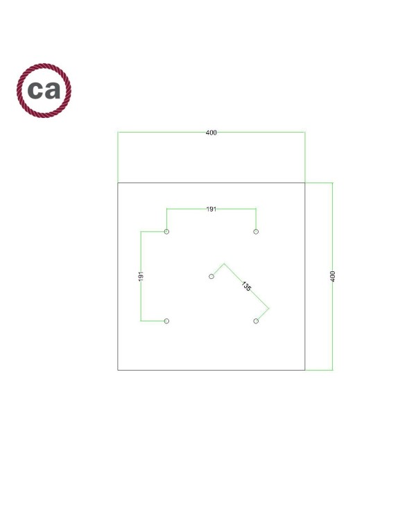 5 Holes - EXTRA LARGE Square Ceiling Canopy Kit - Rose One System - PROMO