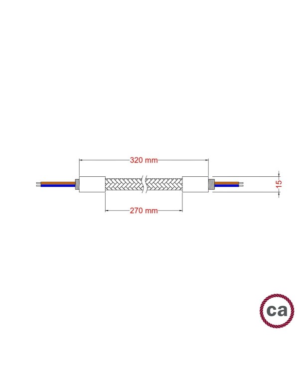 Kit Creative Flex flexible tube covered in Black RM04 fabric with metal terminals