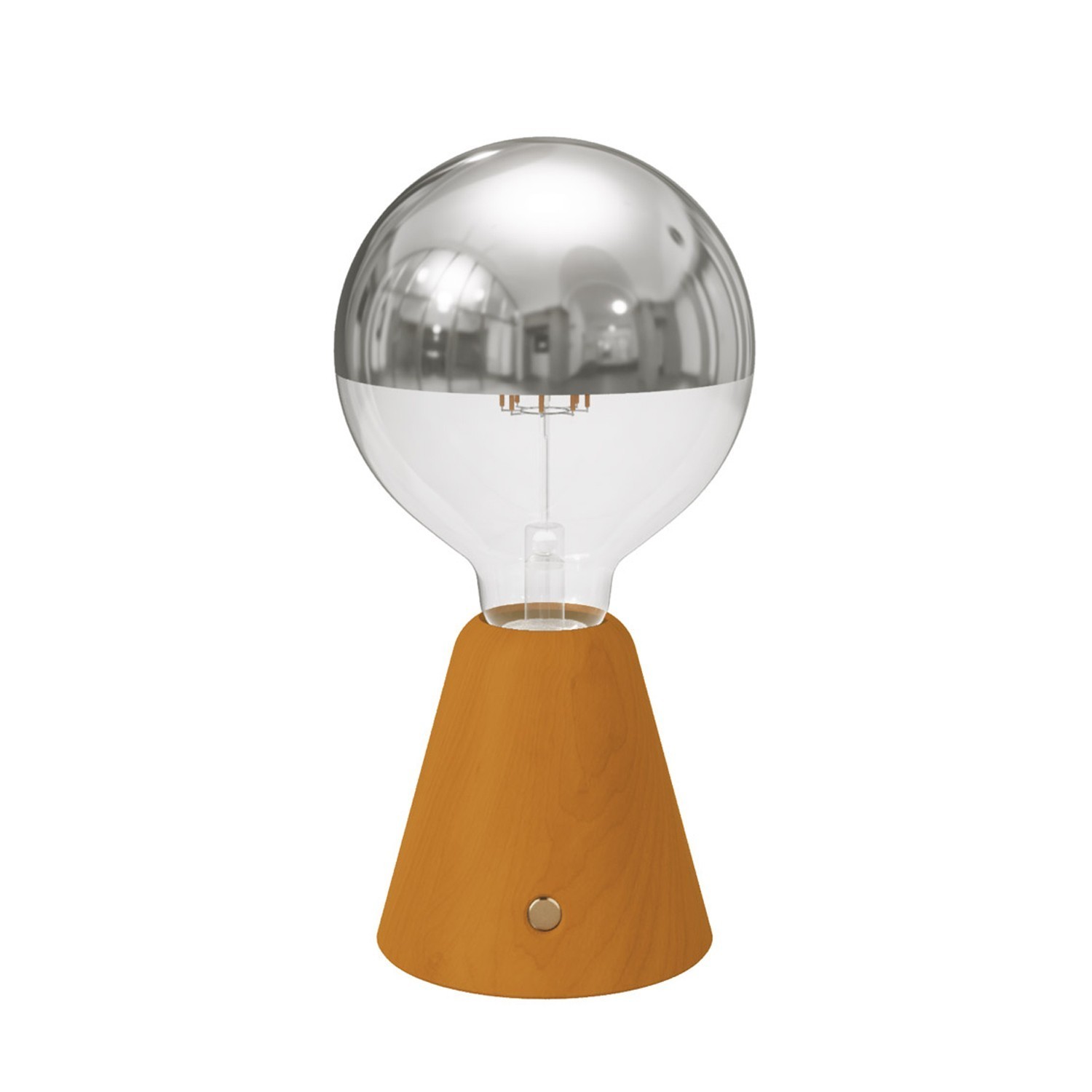 Portable and rechargeable Cabless01 LED lamp with Silver Half Sphere Globe light bulb