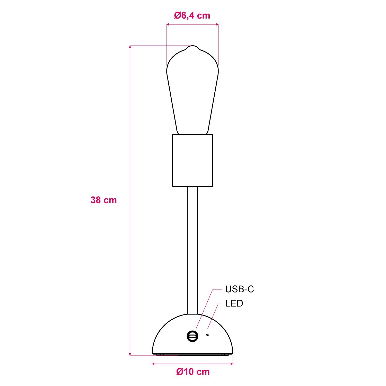 Portable and rechargeable Cabless02 Lamp with golden Edison light bulb