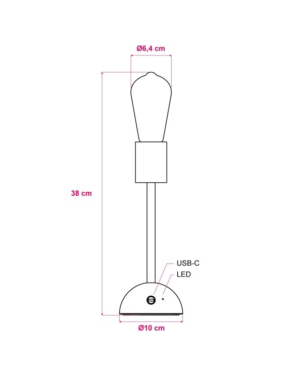 Portable and rechargeable Cabless02 Lamp with golden Edison light bulb