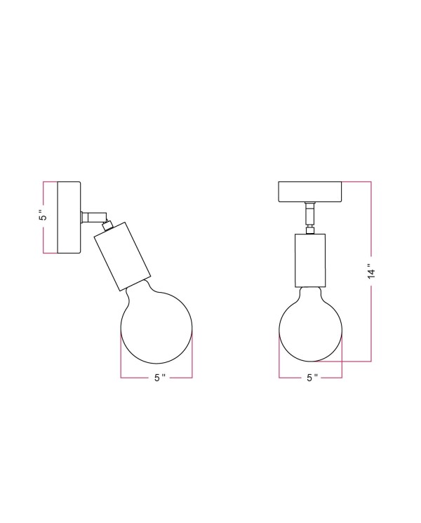 Fermaluce EIVA ELEGANT with L-shaped extension, ceiling canopy and socket for wet locations