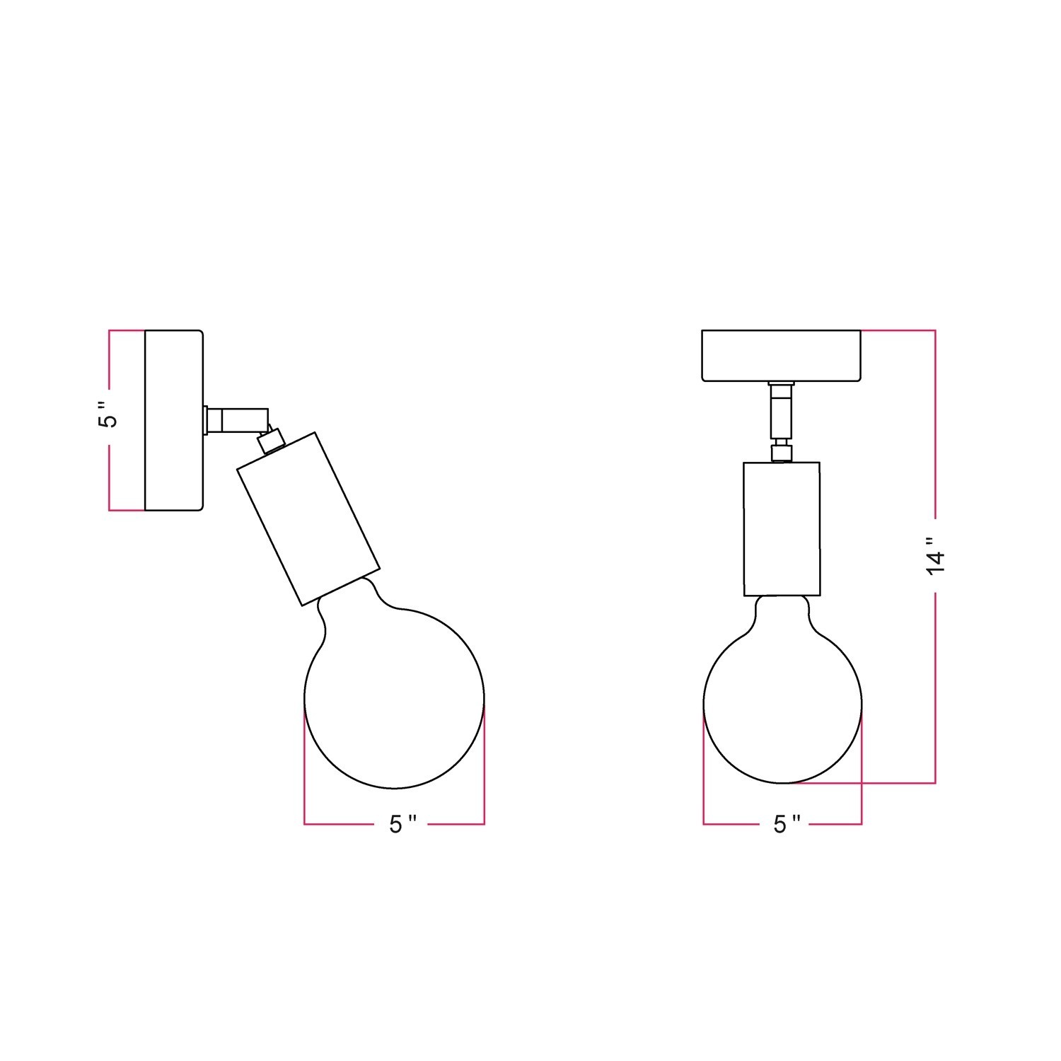 Fermaluce EIVA ELEGANT with adjustable joint, ceiling canopy and socket for wet locations