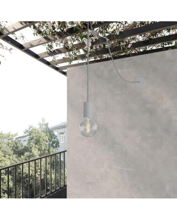 EIVA ELEGANT Outdoor pendant lamp with 16,4ft textile cable, decentralizer, ceiling canopy and socket for wet locations