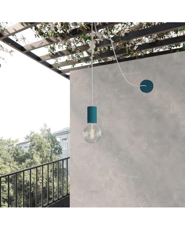 EIVA ELEGANT Outdoor pendant lamp with 16,4ft textile cable, decentralizer, ceiling canopy and socket for wet locations