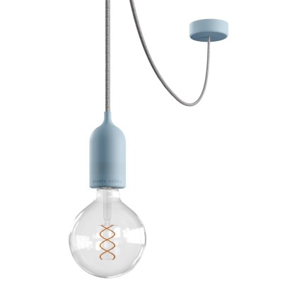 EIVA PASTEL Outdoor pendant lamp with 16,4ft textile cable, decentralizer, ceiling canopy and socket for wet locations