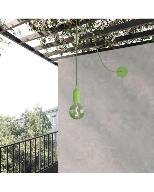 EIVA PASTEL Outdoor pendant lamp with 16,4ft textile cable, decentralizer, ceiling canopy and socket for wet locations