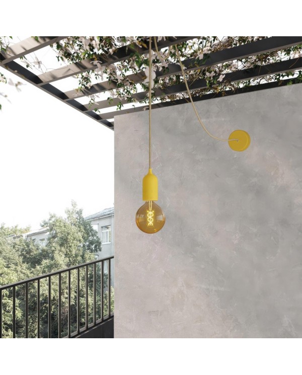 EIVA PASTEL Outdoor pendant lamp with 16,4ft textile cable, decentralizer, ceiling canopy and socket for wet locations