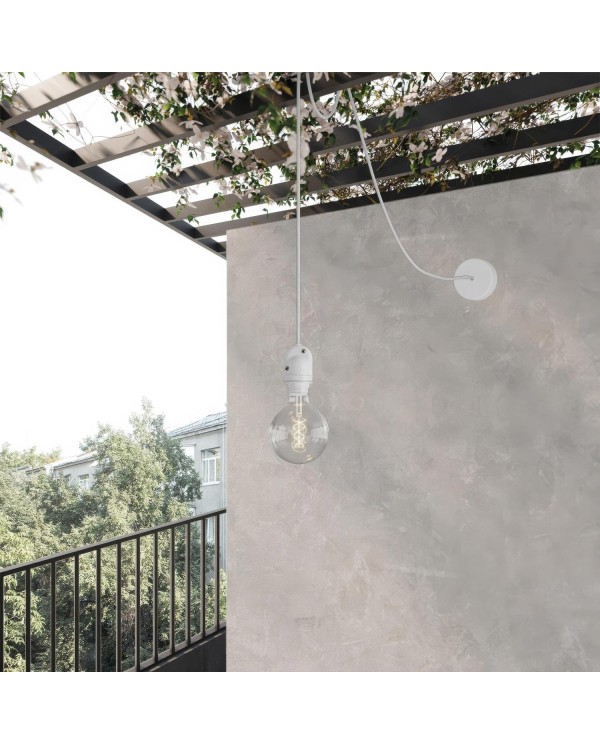 EIVA Outdoor pendant lamp for lampshade with 16,4ft textile cable, decentralizer, ceiling canopy and socket for wet locations