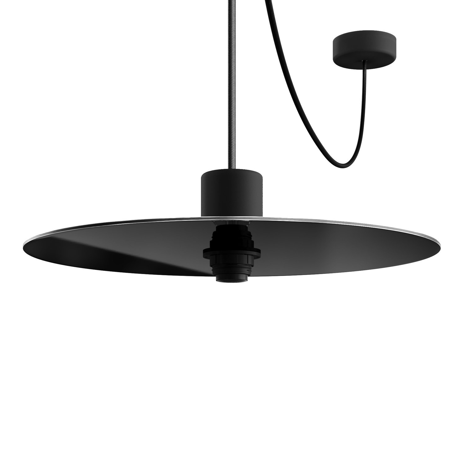 EIVA ELEGANT Pendant light with 16,4ft fabric cable, Ellepì lampshade, ceiling canopy and socket for wet locations