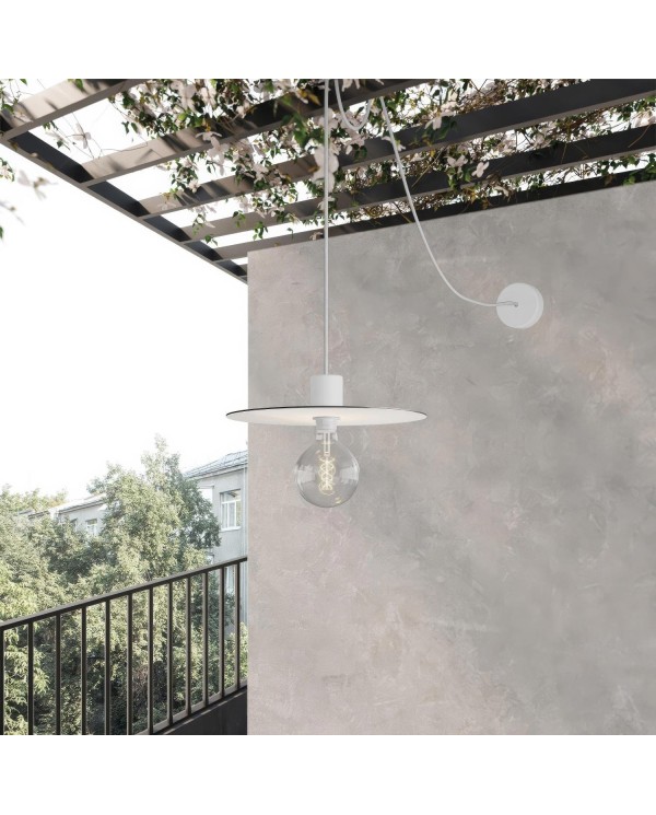 EIVA ELEGANT Pendant light with 16,4ft fabric cable, Ellepì lampshade, ceiling canopy and socket for wet locations