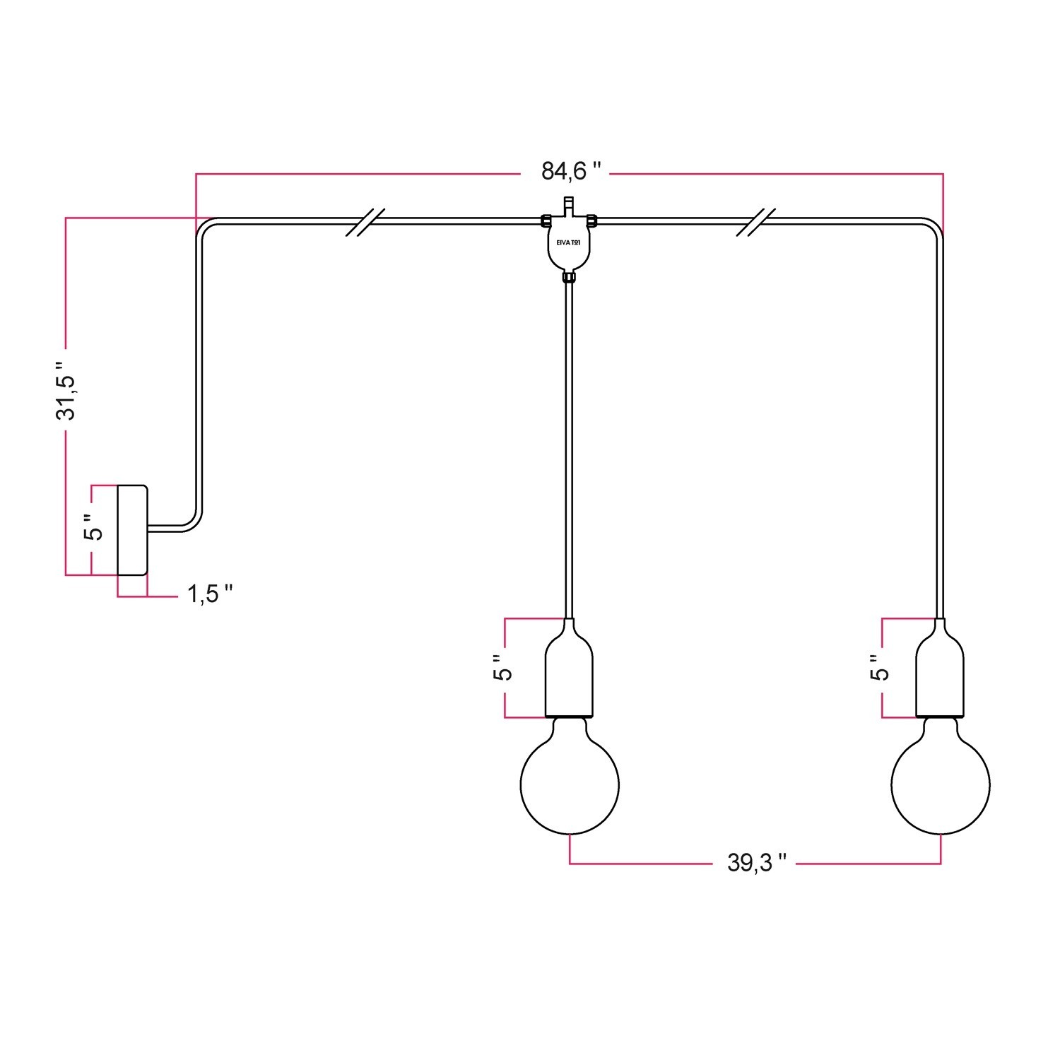 F-Snake EIVA Outdoor lamp for wet locations with 2 lights with canopy