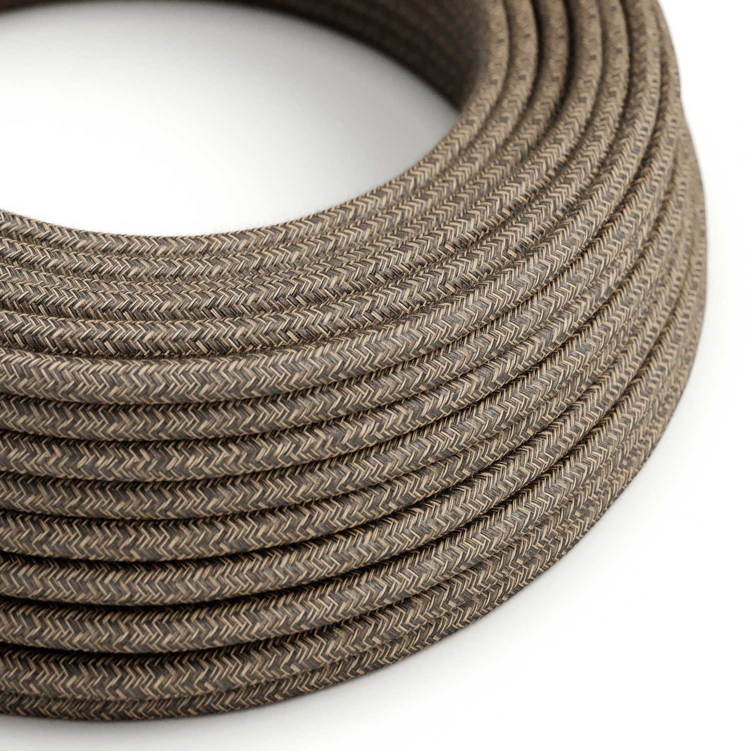 UV resistant round electric cable with natural Brown SN04 linen lining for outdoor use - Compatible with Eiva Outdoor