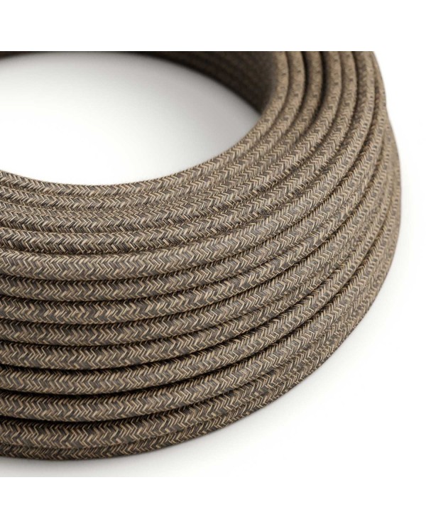 UV resistant round electric cable with natural Brown SN04 linen lining for outdoor use - Compatible with Eiva Outdoor