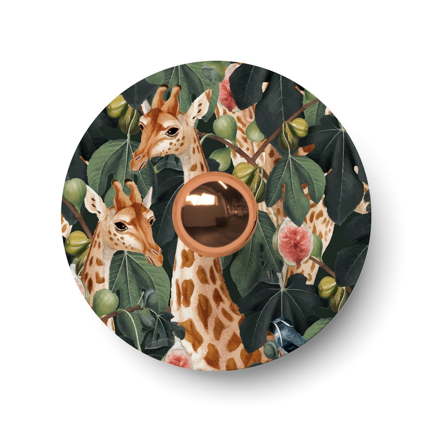 Ellepì mini flat lampshade with jungle animals 'Wildlife Whispers', 9,4" diameter - Made in Italy