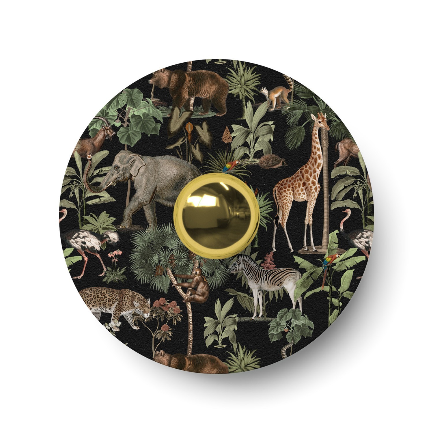 Ellepì mini flat lampshade with jungle animals 'Wildlife Whispers', 9,4" diameter - Made in Italy