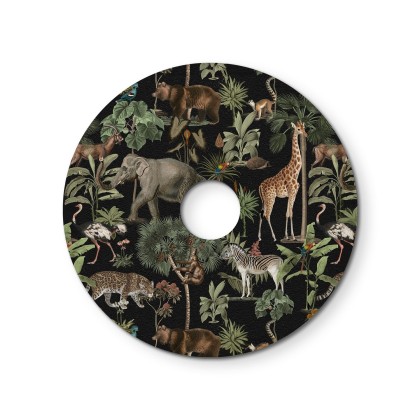 Ellepì mini flat lampshade with jungle animals 'Wildlife Whispers', 9,4" diameter - Made in Italy