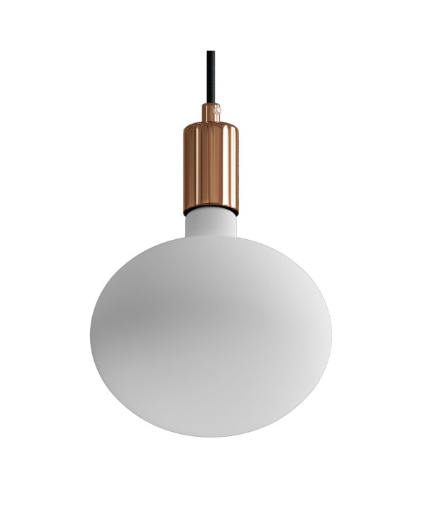 Pendant lamp with textile cable and contrasting metal details