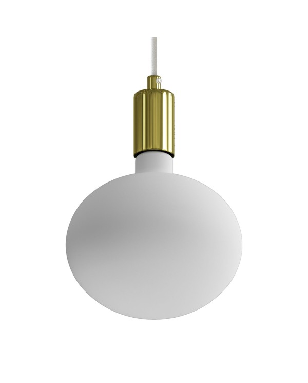 Pendant lamp with textile cable and contrasting metal details