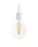 Pendant lamp with textile cable and monochrome metal details