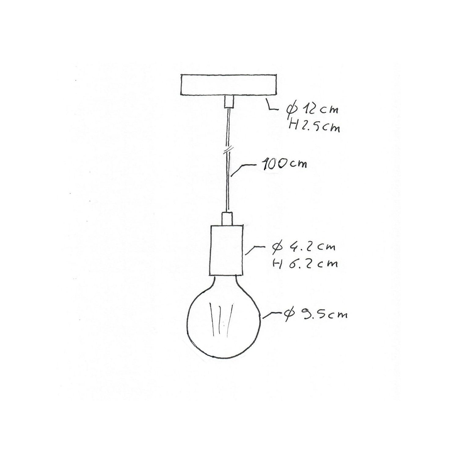 Pendant lamp with textile cable and monochrome metal details