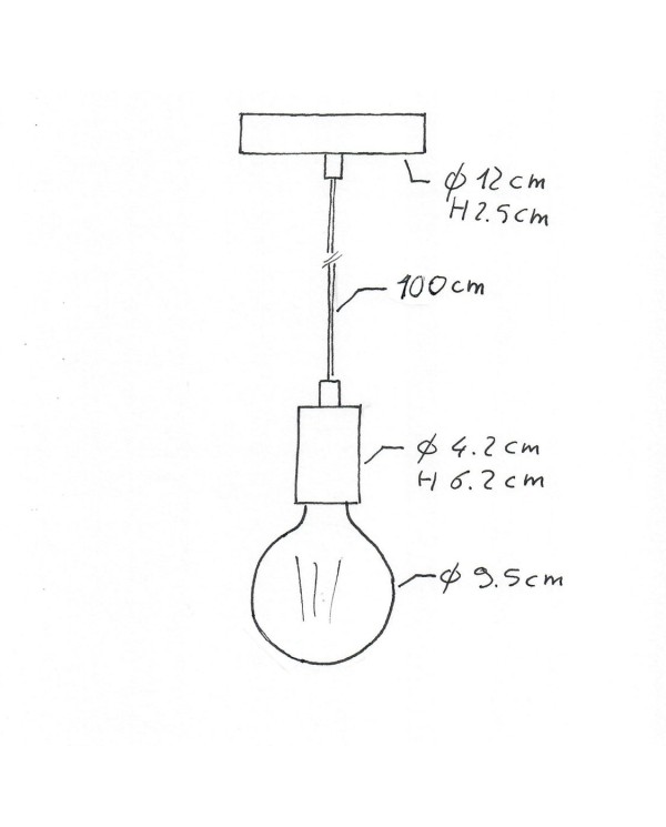 Pendant lamp with textile cable and monochrome metal details