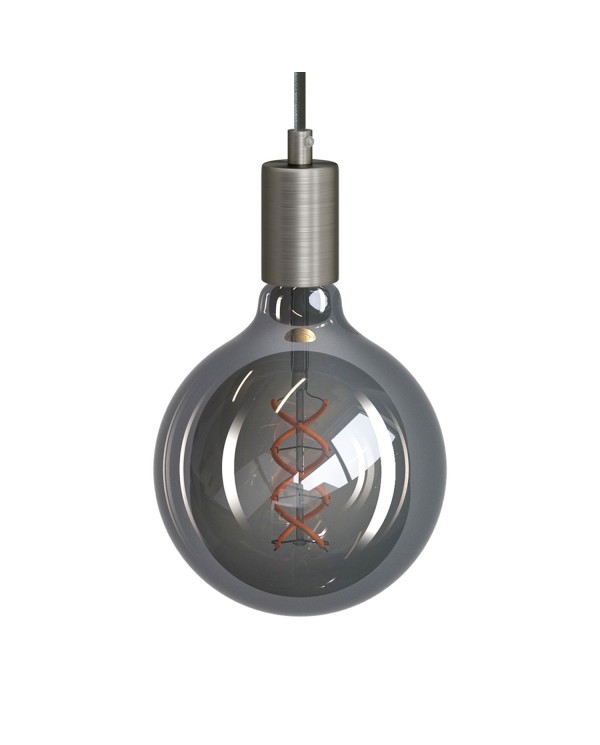 Pendant lamp with textile cable and metal details