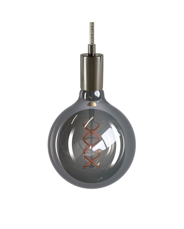 Pendant lamp with textile cable and metal details