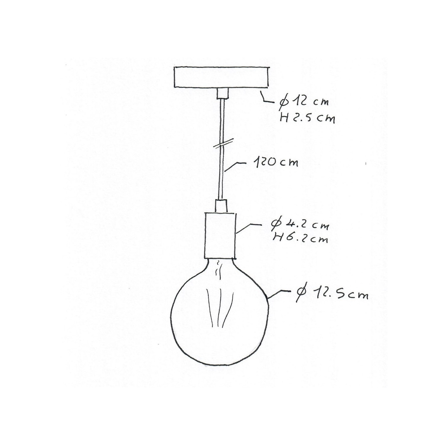 Pendant lamp with textile cable and metal details