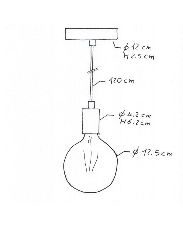 Pendant lamp with textile cable and metal details